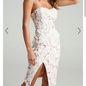 Strapless white bridal dress